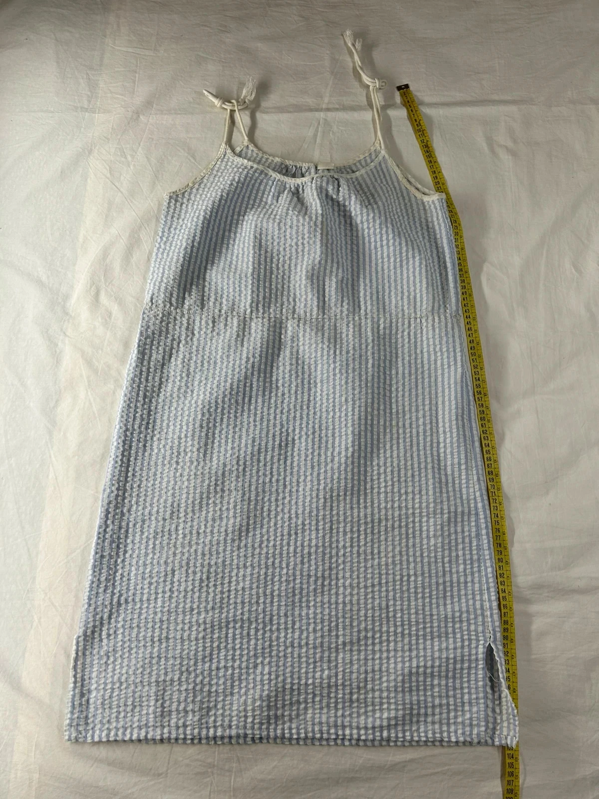 Robe d’été casual à rayures bleu clair blanc vintage taille L